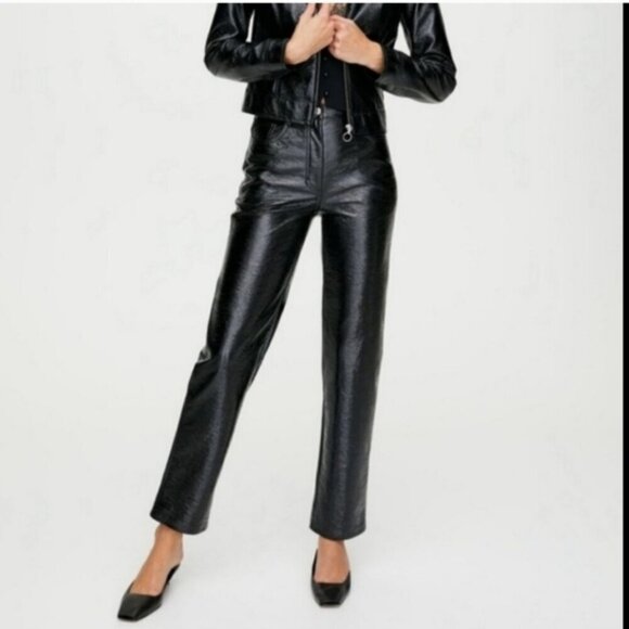 Aritzia Wilfred The Melina Pant Black Vegan Leather Straight Leg Pants High Rise - Picture 11 of 11